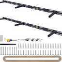 42 inch Heavy Duty Floating Shelf Bracket Set of 26 Inch Rod Solid Steel Hidden Shelf Brackets for Floating Wood ShelvesInvisible Wall Mount Bracket for Home & Office(42 inch with Build Kit)