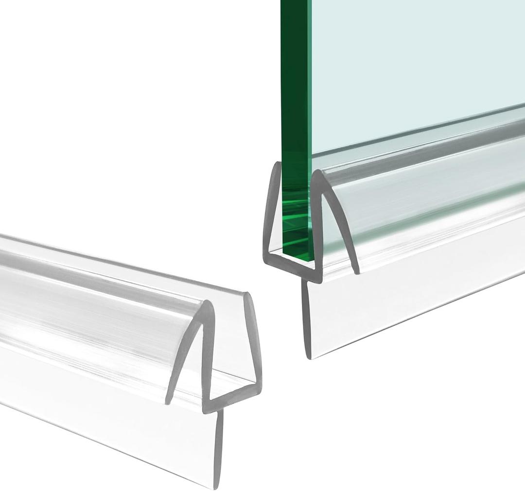 Bathroom Shower Glass Door Bottom Seal Strips, Length 36 Inch 2PCS Transparent PVC Door Bottom Seall Strips for 1/4" (6MM) Thick Framless Glass Panel