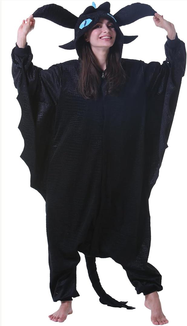 Unisex Adult Loong Onesie Halloween Costume One Piece Pajamas for Women Men Sleepwear Christmas Pajamas XL