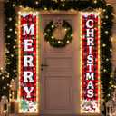 Christmas Decorations Outdoor Merry Christmas Banner with String Lights Xmas Porch Door Welcome Sign Hanging Christmas Decor Indoor for Home Holiday Outdoor Wall Front Door Yard Garage