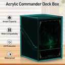 Mlikero Card Deck Cases, Acrylic Commander Deck Box Holding 100+ Sleeved Cards with Dividers, Clear Card Storage Box Fit for MTG, TCG, Sports Cards (Mint Blue)
