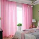 ShinyBeauty Pink Sheer Curtains 96 Inches Long Chiffon Backdrop Curtain 2PC 29x96-Inch Voile Sheer Window Drapery 2 Panel Sets Baby Pink Tulle Fabric Backdrop Drapes Chiffon Curtains Wedding