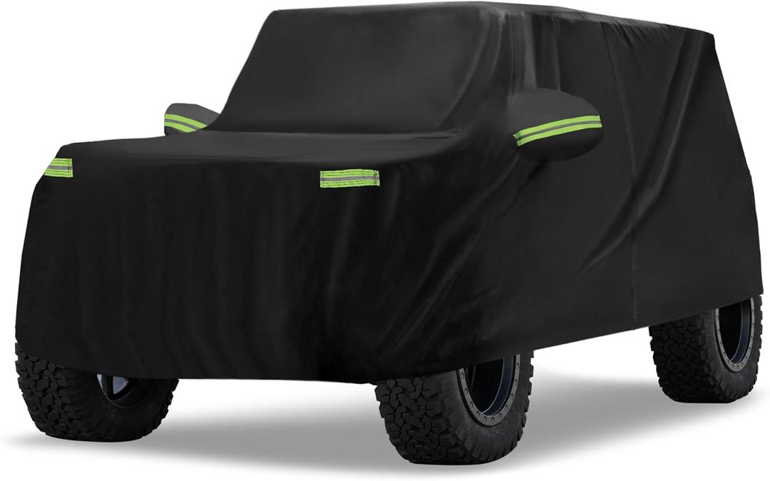 uxcell Waterproof Car Cover for Ford Bronco 4 Door 2021-2023 Outdoor Full Car Cover All Weather Protection Rain Sun Protection with Zipper Black