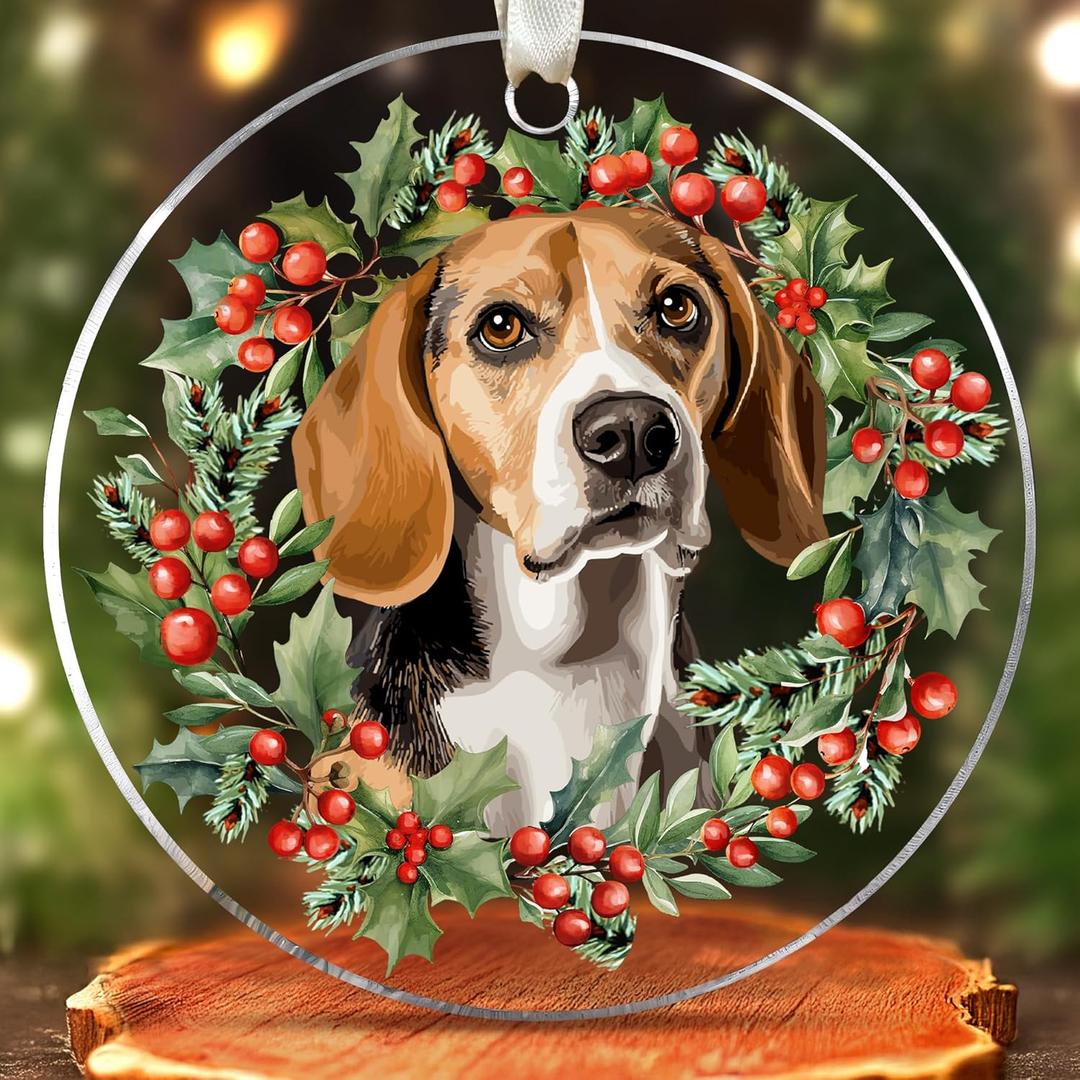 2 x Pawzity Beagle Ornament - Beagle Christmas Ornaments - Dog Gifts for Women Men, Dog Lovers Gifts - Dogs Ornaments 2025 - Acrylic Christmas Hanging Ornament 2025