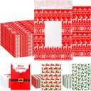 Cholemy 60 Pcs Christmas Bubble Mailers 7" x 9" Holiday Padded Envelopes with Writable Area Xmas Reindeer Holly Poly Bubble Padded Mailers Retailer Holiday Shipping Bags with Seal Strip