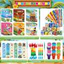 72 Pcs Hawaiian Luau Coloring Set Party Favors, Summer Bag Stuffers, Tiki Beach Pool Party Decorations, Luau Birthday Classroom Gifts for Hawaiian Tiki Pinata Supplies