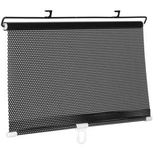 Amosfun Retractable Car Windshield Sunshade - 49x15 Inch Black PVC and Metal Shade Curtain, Heat Insulation, Easy Installation, for Side and Rear Windows