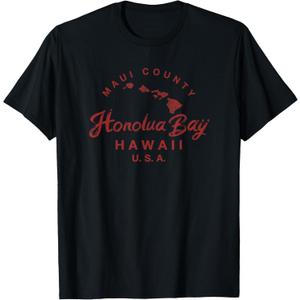 Maui Honolua Bay Hawaii Islands Map Hawaiian Vintage T-Shirt