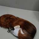 HAIRCUBE Long Auburn Wig with Bangs Layered Curly Orange Wigs for Women Natural Synthetic Wigs for Daily Use (pelucas de cabello natural)