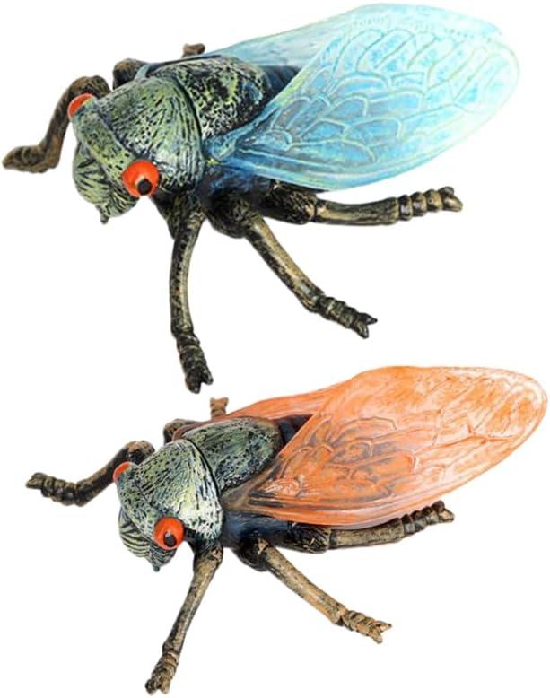 ibasenice 2pcs Realistic Cicada Insect Model Toys for Kids, Lifelike Simulation Cicadas Figures for Insect Theme Party, Home Decoration, Educational Play, 3.34 * 2.75 * 1.18inch
