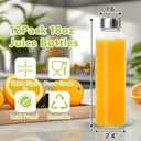 KEYWING 12Pack Glass Juice Bottles with Lids, 18oz Clear Juicing Bottle with Reusable Glass, Leak Proof Water Bottles with Airtight Stainless Steel Cap for Juice, Coffee, Beverage, Smoothies, Tea