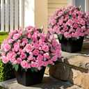 16 Bundles Artificial Roses for Front Door Outdoor Decor, Realistic Fake Silk Bouquets Flowers Faux UV Resistant Real Looking Rose Plants for Garden Balcony Farmhouse Home Spring Summer Decor (Pink)