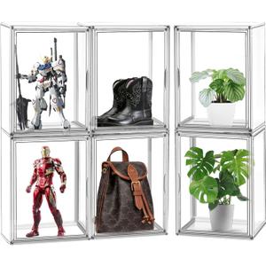 5 Pack X-Large Acrylic Shoe Box Size 14, Clear Sneaker Shoe Display Case Transparent Stackable Storage Box Purse Handbag Organizer, Figure Collectibles Showcase, Fit Underbed, Closet, Bathroom