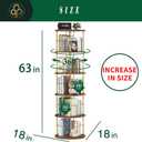 5Tier Rotating Bookshelf, 360 Display Stackable Spinning Bookshelf Tower,Round Space Saving Tall Floor Standing Swivel Bookcase Corner Storage Organizer for Bedroom/Living Room/OfficeGold
