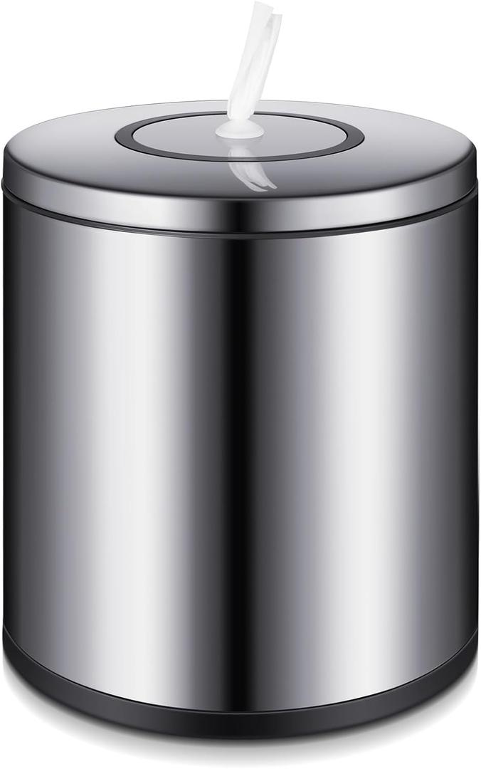 Tandefio Stainless Steel Countertop Wipe Dispenser Fits Wipes on Rolls 10 x 11.5 Inch Round Tissue Holder Refillable Tabletop Cylinder Container for Fitness Clubs Gym Schools Daycares(Sliver)