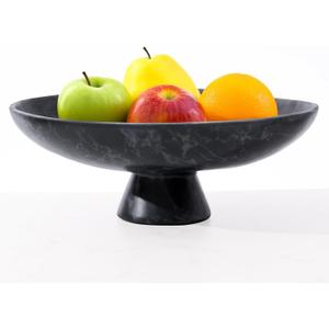DN DECONATION Black Resin Decorative Bowl for Home Decor, 11.2" Pedestal Kitchen Fruit Bowl/Key Holder/Potpourri for Entryway Table, Coffee Table, Dining Room,Table Centerpiece, Black Decor