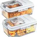 Dynta 1 Pack Bread Box for Kitchen Countertop Airtight Bread Storage Container with Lid Time Recording Plastic Bread Keeper for Homemade Bread, Toast, Loaf and Cookies