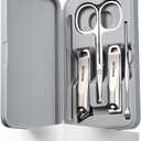 NOVANO 5-Piece Nail Clippers Set - Stainless Steel Manicure Pedicure Kit with Portable Travel Case, Professional Fingernail & Toenail Grooming Tools for Men Women