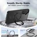 VUM Galaxy S26 Case 6.3", MagSafe Supported, Full Camera Protection, Built-in Magnetic Ring, 360° Rotatable Magnetic Stand, Military Grade Shockproof, Semi-Transparent Matte, Black