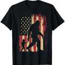 American Flag Bigfoot Dad Fathers Day Sasquatch Fathers Day T-Shirt M