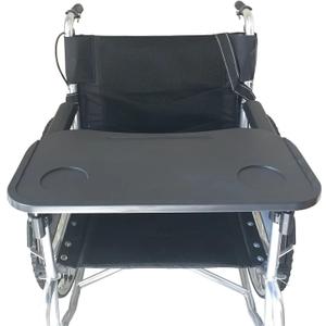 Wheelchair Tray, Detachable Wheelchair Table Removable Adult,Mobility Accessory Attachment Cup Holder Durable, Wheelchair Accessories,Fits Wheelchair Arms of 16" - 20", with Secure Straps