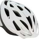 Schwinn Thrasher Helmet for Adults, Size 58-62 cm for Riders Ages 14+, Microshell, Adjustable Dial & Straps, Interior Padding, Air Vents, Lighted or Unlit, Visor, Adult Bike Helmet (White)