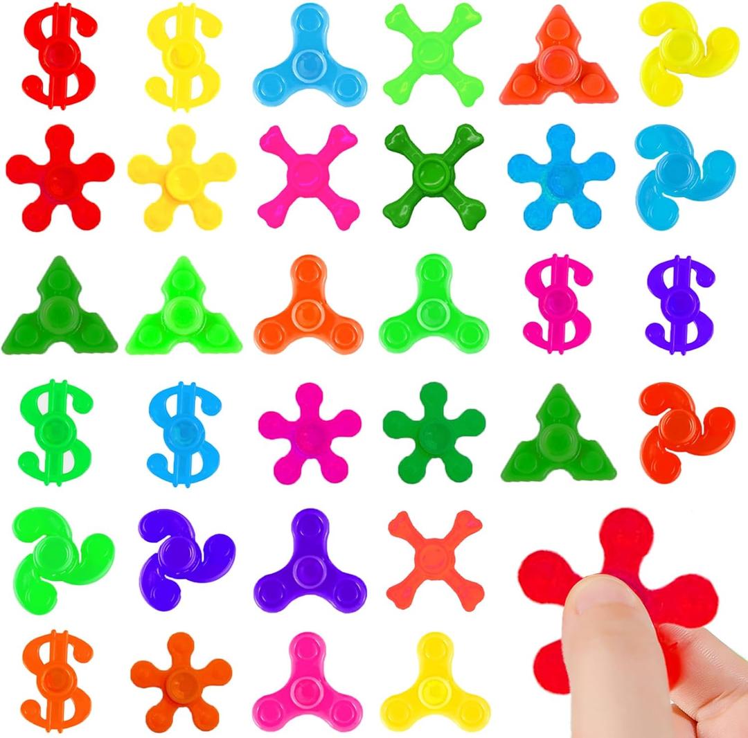 100 Pcs Mini Fidget Spinners, Stress Relief Sensory Toys, Party Favors Birthday Gift for Kids, Christmas Goodies Stuffers, Treasure Box Toys for Classroom Prizes (100)