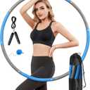 Weighted Exercise Hoop for Adults, 2.2lb Detachable Fitness Hoop, Adjustable Hoop with Jump Rope, Tape Measure and Carry Bag, Home Gym Workout (Blue Grey)