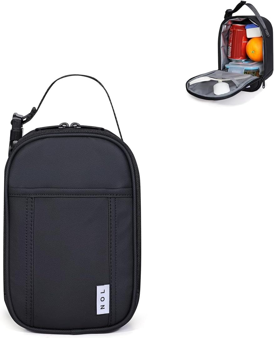 NOL Natural Organic Lifestyle Insulated Lunch Bag for Adult - Snack Bag Lunch Cooler Bag Soft Lunch Tote Bag for Work, Black