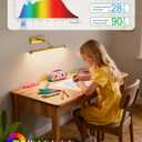 Picture Lights for Wall Battery Operated,16 Inch Wireless Rechargeable Art Lights for Pictures,3CCT Dimmable Retractable Painting Light with Remote & Timer,Glare-Free for Gallery Light,Gold