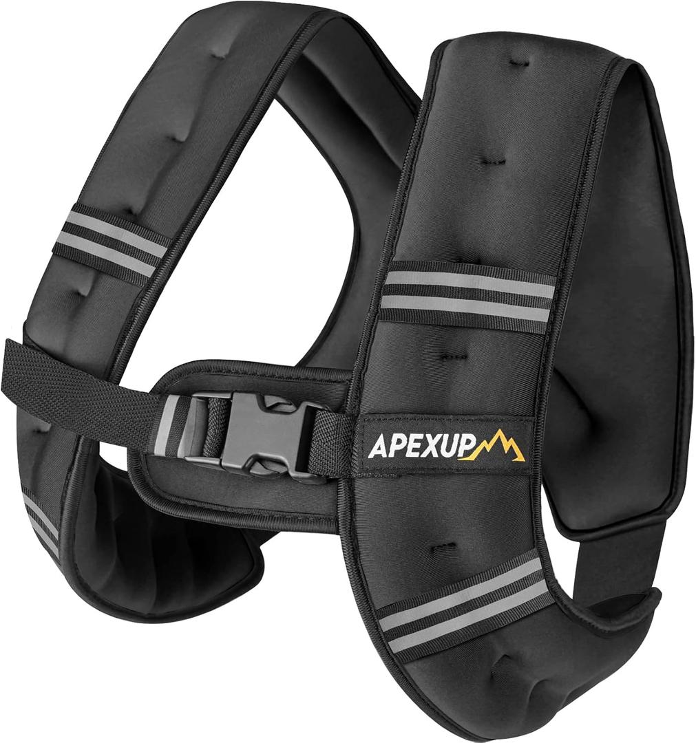 APEXUP Weighted Vest with 5lbs/10lbs/15lbs/20lbs/25lbs/30lbs Weights and Reflective Stripe, Weight Vest Men Women for Workout, Strength Training, Running (Black)