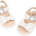 Oamico Baby Girl Sandals Infant Soft Anti-Slip Rubber Sole Casual Beach Sandals Newborn Bowknot Outdoor First Walker Summer Shoes for Baby Girls Flat Sandal (White)