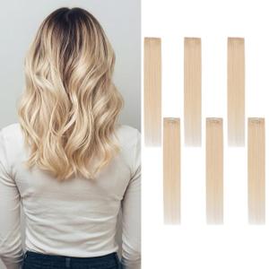 6PCS Clip in Hair Extensions Real Human Hair Short Clip in Extensions for Women Short Straight Hairpieces to Add Volume and Highlights 10 Inch Platinum #60 Platinum Blonde, 10 Inch