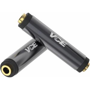 VCE 3.5mm Female to Female Adapter, Gold Plated 1/8 Inch Aux Adapter for 3.5mm Audio Cable Extension, 2 Pack, Metal Shielded Housing