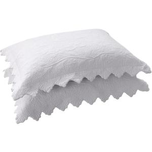 vctops 2-Piece Embroidered Cotton Quilted Pillow Shams Vintage Floral Decorative Pillow Covers Boho Pillow Cases Queen Size, White B