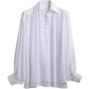 GRACEART Pirate Shirt Men Vampire Renaissance Shirts Victorian Ruffled Medieval Costume Cotton Linen Shirt (Small, 0white)