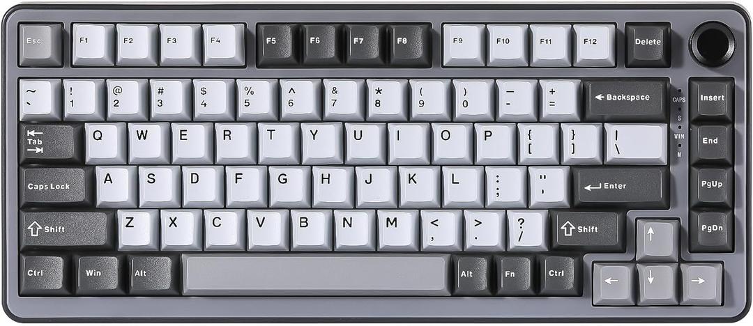 YUNZII B75 Mechanical Keyboard,75% Layout with Knob,Hot Swappable RGB Backlit Gasket Mounted, Creamy Typing, Double-Shot PBT Keycaps,Cherry Profile,for Win/Mac(Dark Grey, Milk V2 Linear Switch)