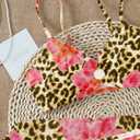 RoseSeek Girl's 3 Piece Bikini Set Floral Leopard O-Ring Swimsuit Beachwear