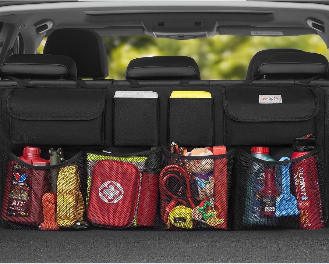 SURDOCA Car Trunk Organizer, LARGE CAPACITY(43 x 19 in) Car Storage Bag with 8 Pockets, 7X Upgraded Trunk Storage Organizer for Car, SUV, Truck, MPV
