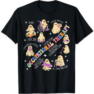 OT Occupational Therapy Therapist Halloween Spooky OTA Ghost T-Shirt