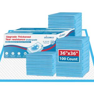 Tear-Resistant Disposable Bed Pads 36" x 36" 100 Count Super Absorbent Underpads, Chux Thicker Extra Large Incontinence Bed Pads, Pee Pads for Adults, Kids, Elderly, Pets