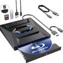 External Blu Ray Drive,Portable Bluray Player Writer Reader,CD Burner with USB 3.0 typc C Port& SD Card,DVD & CD-ROM +/-RW,External Blu-Ray Drives for PC Laptop Desktop Windows Mac Linux Computer