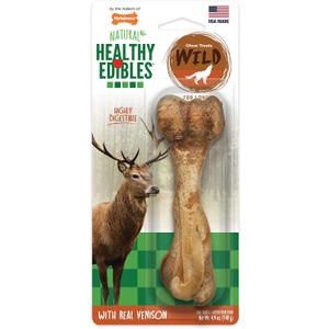 Nylabone Healthy Edibles WILD Natural Longer-Lasting Chew Treats, Venison Flavor, Large Dogs Up to 50 lbs - Made in USA (1 Count) (EXP 11/20/28)
