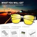 URUMQI Night Vision Glasses Fit Over Eyeglasses for Women Men, Anti Glare Polarized NightTime Glasses Oversized Yellow Lens (02 Transparent Grey Frame/Night Vision Lens)