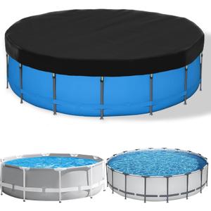 SAFANA 12FT Above Ground Pool Cover,Outdoor Round Swimming Pool Cover,CircularMetal Prism Frame Swimming Pool Specific Pool Cover (Black 420D)