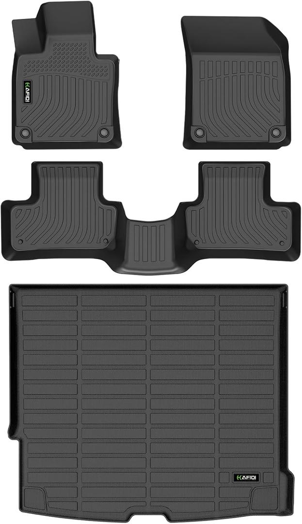 HAFIDI Floor Mats & Cargo Liner Set Fit for 2018-2026 Volvo XC60 (Fit for T5/T6,Not for Hybrid) All Weather Protection TPE Anti-Slip Automotive Full Set Floor Liners Custom Accessories - Black