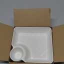 4 Pcs Chips and Salsa Serving Dish Plates, Veggie Platter Dipping Serving Trays with Sauce Rack for Buffet Family Party Appetizer Sushi Taco Salsa Charcuterie Barbecue Plate, Reusable (White, 4PCS)