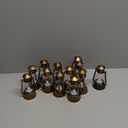 Ferraycle 12 Pcs Mini Lantern for Centerpiece Western Wedding Decor 4 Inch Camping Decorative with LED Candle Vintage Hanging Lantern Ornaments Bulk for Cowboy Cowgirl Xmas Party Decoration (Bronze)