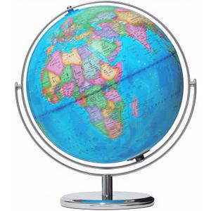 13" Illuminated Globes, 720 Spinning Globe with Touch Switch & Light Up Without Charging & 3 LED Lighting Modes for Classroom Education & Bedroom Decor, Inspire Geography Interest (Blue)