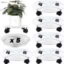 5 Packs Large Metal Plant Caddy with Wheels 13" Heavy-Duty Wrought Iron Rolling Plant Stands with Casters Plant Dolly Roller Base for Indoor and Outdoor Plant Pot Movers Coasters, White
